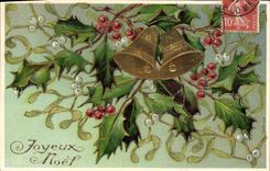 VINTAGE POSTCARD Fantasy Flowers Christmas Bells