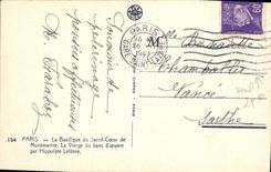 VINTAGE POSTCARD Paris the basilica of the Sacring Heart of Montmartre the virgin of the churchwarden's pew by Hippolyte Lefevre