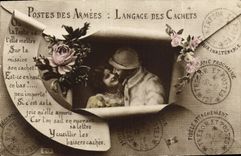 VINTAGE POSTCARD Fantasy Post offices of the armies Language of the seals