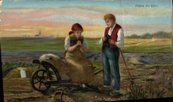 VINTAGE POSTCARD Fantasy Woman Prayer of the evening