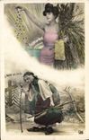 VINTAGE POSTCARD Fantasy Woman the year which from goes away the Anne who comes