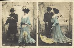 VINTAGE POSTCARD Fantasy Woman the husband the friend
