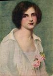 VINTAGE POSTCARD Fantasy Courteous Woman Roses of May