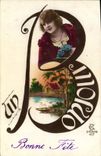 VINTAGE POSTCARD Fantasy Woman Letter B a hello