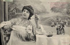 VINTAGE POSTCARD Fantasy Woman coffee of the Parisian one