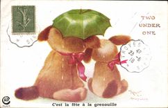 CPA Fantaisie Chien C'est la fete a la grenouille