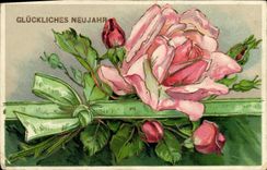 CPA Fantaisie Fleurs Rose