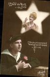 VINTAGE POSTCARD Fantasy Woman Sailor the star of dream