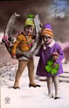 VINTAGE POSTCARD Fantaisie Children Horseshoe