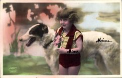 CPA Fantaisie Enfant Chien 