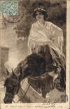 VINTAGE POSTCARD Fantasy Woman Living room 1905 Checa On the way for Feria Horse