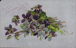 VINTAGE POSTCARD Fantasy Flowers (chart argentee)