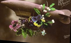 CPA Fantaisie Fleurs Ballon Dirigeable Zeppelin