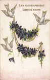 CPA Fantaisie Fleurs Colombe