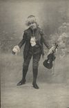 VINTAGE POSTCARD Fantasy Child Priest Violin Music