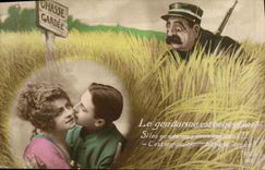 VINTAGE POSTCARD Fantaisie Woman Gendarme Drives out