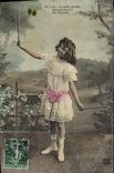 VINTAGE POSTCARD Fantasy Child Twin wheel