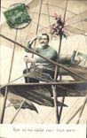 CPA Fantaisie Homme Avion