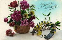 CPA Fantaisie Fleurs Fer a cheval