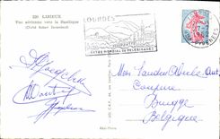 POSTAL MODERNA aire visto Lisieux hacia la basílica