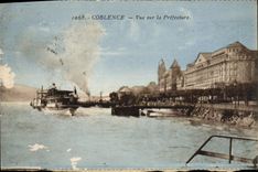 CPA Coblence Vue Sur la Prefecture Bateaux