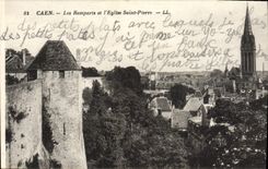 CPA Caen Les Remparts et l'Eglise Sanit Pierre