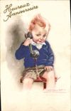 CPA Fantaisie Enfant Telephone