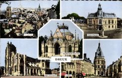 CPM Dreux Vue Generale La Caisse d'Epargne Eglise Saint Pierre le beffroi 