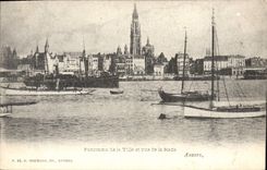 CPA Anvers Panorama De La Ville Et Vue De La Rade Bateaux