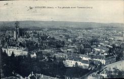 CPA Soissons Vue Generale Avant I'Invasion Militaria