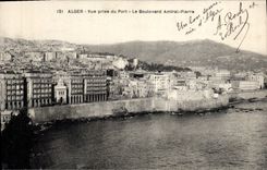 CPA Alger Vue Prise Du Port Le Boulevard Amiral Pierre