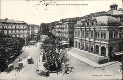 CPA Alger Le Theatre Et Rue Dumont D'Urville