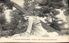 CPA Calvaire De Pontchateau 3eme Station Jesus Tombe Pour La Premiere Fois