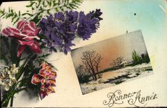 CPA Bonne Annee Fleurs