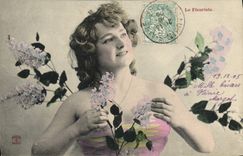 VINTAGE POSTCARD To remember Woman the florist