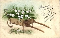 VINTAGE POSTCARD To remember Of May Flowers (drawing with the hand)