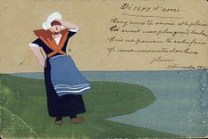 VINTAGE POSTCARD Fantasy Woman (drawing with the hand)