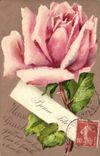 CPA Fantaisie Fleurs Rose