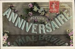 CPA Fantaisie Fleurs Anniversaire