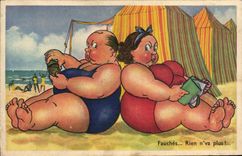 CPA Fantaisie Femme forte Plage