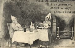 VINTAGE POSTCARD Fantasy Town of Domfront