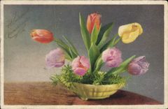 CPA Fantaisie Fleurs tulipes