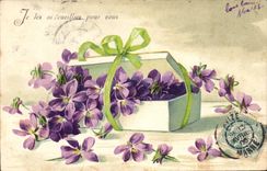 Flores de la fantasía de la POSTAL de la VENDIMIA
