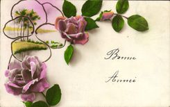 Flores de la fantasía de la POSTAL de la VENDIMIA