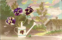 Flores de la fantasía de la POSTAL de la VENDIMIA