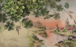 La fantasía de la POSTAL de la VENDIMIA florece el trébol