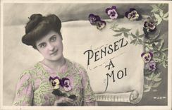 Mujer de la fantasía de la POSTAL de la VENDIMIA