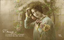 Mujer de la fantasía de la POSTAL de la VENDIMIA