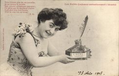CPA Fantaisie Femme Les petits cadeaux entretiennent l'amitie Encre 