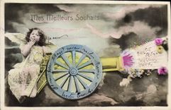 CPA Fantaisie Ange Roue 